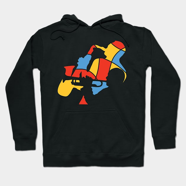 Saxophone and Trumpet Musicians Abstract Style Hoodie by jazzworldquest